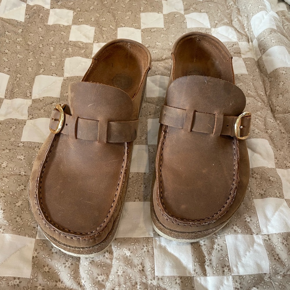 Birkenstock Buckley Oiled Leather Cognac Clogs 39